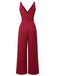 Red 1930s Solid Wasit Tie V-Neck Jumpsuit, vintage romper, retro jumpsuit - perfect for women who love vintage and retro fashion