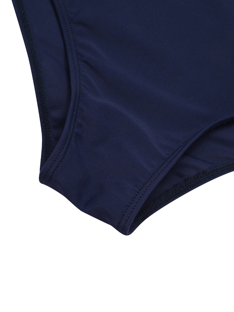 Red 1930s Spaghetti Strap Color Block Swimsuit: 1930s Riviera elegance, reimagined for her
