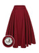 She sways in this Red 1940s Buttoned Solid Skirt and it's pure 1940s magic