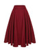 Red 1940s Buttoned Solid Skirt: 1940s grace for the woman who dances through life
