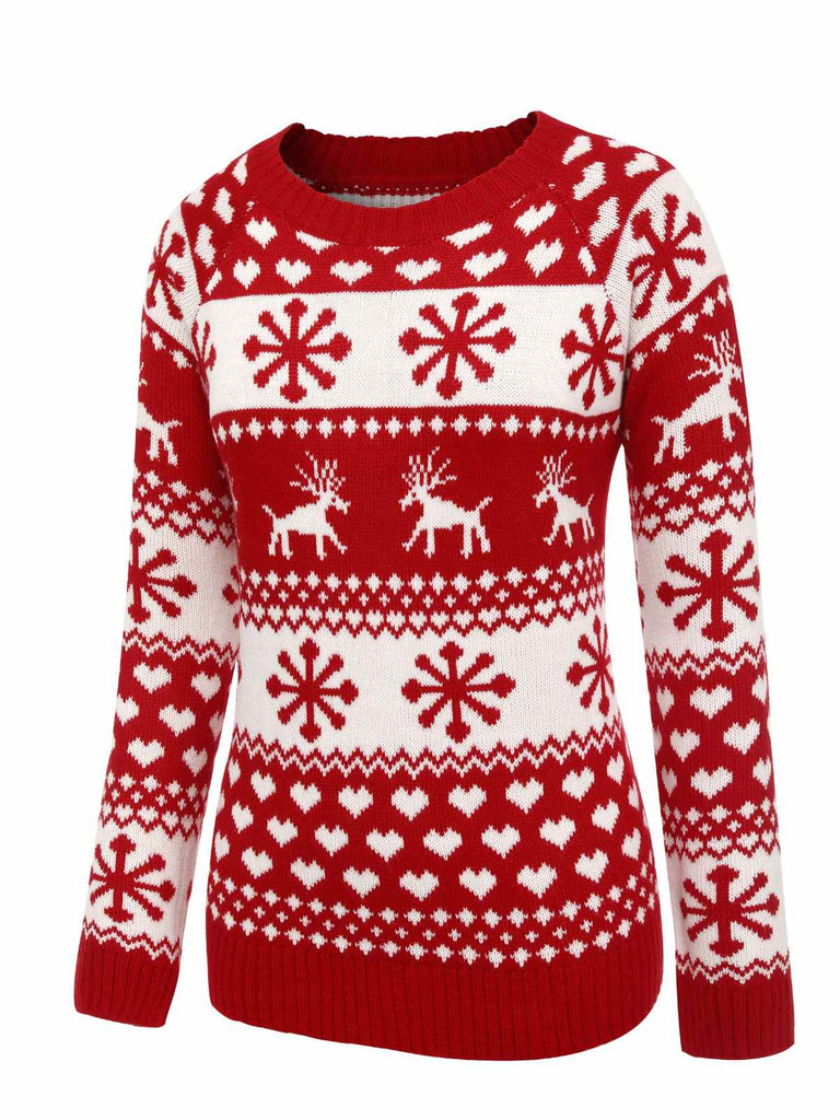 Red 1940s Christmas Knitted Sweater, vintage fashion, retro style - perfect for women who love vintage and retro fashion