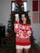 Red 1940s Christmas Knitted Sweater - vintage fashion, retro style, elegant red