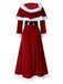 This Red 1940s Christmas Velvet Hooded Cloak Dress wraps her in 1940s elegance, one twirl at a time