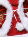 Red 1940s Christmas Velvet Hooded Cloak Dress — the kind of 1940s dress that makes strangers smile