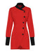Red 1940s Diagonal Button Stand Collar Coat - vintage fashion, retro style, elegant red