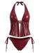 Red-1940s-Faux-Leather-Halter-Shell-Tankini-Set, vintage, retro, swimwear