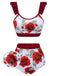 Red 1940s Floral Ruffles Swimsuit: timeless style reimagined