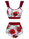 Red 1940s Floral Ruffles Swimsuit — vintage elegance for the modern woman