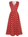 Red 1940s Floral V-Neck Sleeveless Dress, vintage dress, retro fashion, floral print - perfect for women who love vintage and retro fashion
