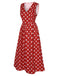Red 1940s Floral V-Neck Sleeveless Dress, vintage dress, retro fashion, floral print - perfect for women who love vintage and retro fashion