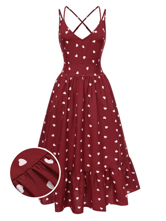 1940s Heart Print VNeck Sleeveless | 1940s | vintage dress, retro fashion