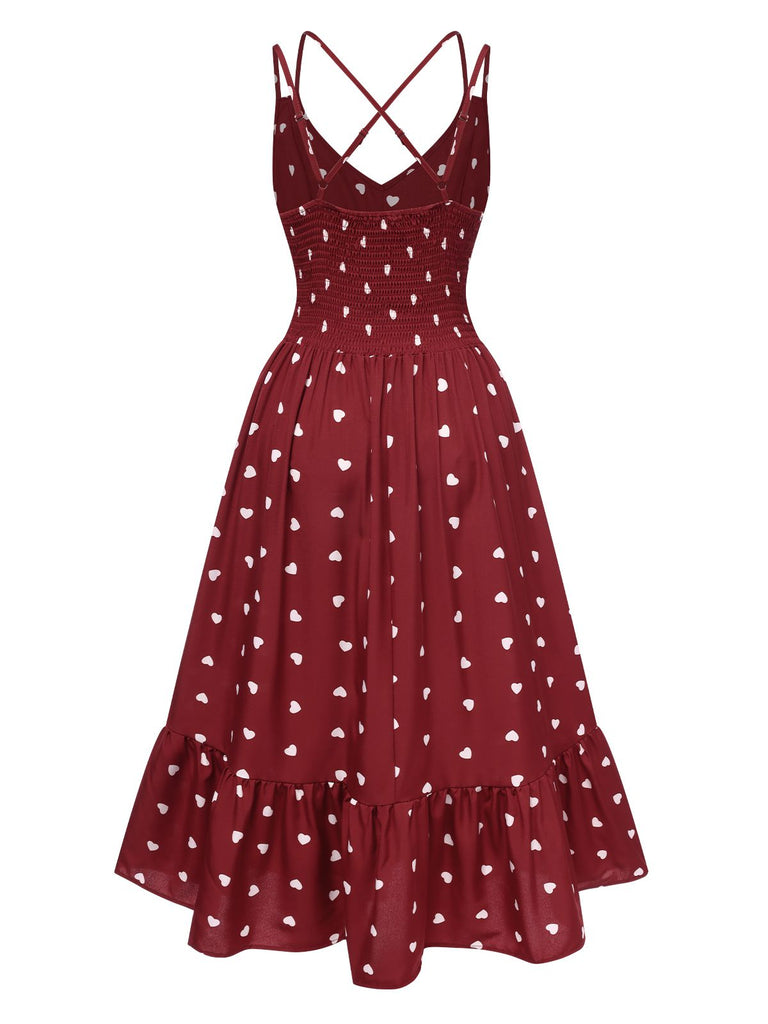 1940s Heart Print VNeck Sleeveless | 1940s | vintage dress, retro fashion