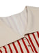 Red 1940s Lapel Vertical Stripes Dress, vintage dress, retro fashion - perfect for women who love vintage and retro fashion