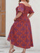 This Red 1940s Off-Shoulder Printed Dress wraps her in 1940s elegance, one twirl at a time