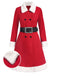 Red 1940s Plush Double-Breasted Belted Coat - vintage fashion, retro style, elegant red