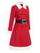 Red 1940s Plush Double-Breasted Belted Coat - vintage fashion, retro style, elegant red