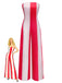 Red 1940s Striped Strapless Wide-Leg Jumpsuit - vintage romper, retro jumpsuit for vintage lovers