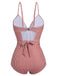 Red 1940s Spaghetti Strap Stripes One-Piece Swimsuit — because 1940s glamour never goes out of style