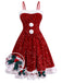Red 1950s Bow Sequined Raw Hem Dress - vintage dress, retro fashion, rockabilly