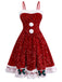 Red 1950s Bow Sequined Raw Hem Dress - vintage dress, retro fashion, rockabilly