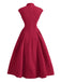 Red 1950s Cap Sleeve Stand Collar A-line Dress - vintage dress, retro fashion, rockabilly
