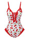 Red 1950s Cherry Lace-Up Ruffled Swimsuit: 1950s Riviera elegance, reimagined for her