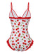 Red 1950s Cherry Lace-Up Ruffled Swimsuit — because 1950s glamour never goes out of style
