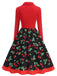 Red 1950s Cherry Print Long Sleeve Swing Dress - vintage dress, retro fashion, rockabilly