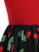 Red 1950s Cherry Print Long Sleeve Swing Dress - vintage dress, retro fashion, rockabilly