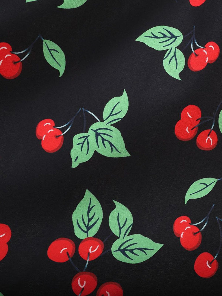 Red 1950s Cherry Print Long Sleeve Swing Dress - vintage dress, retro fashion, rockabilly
