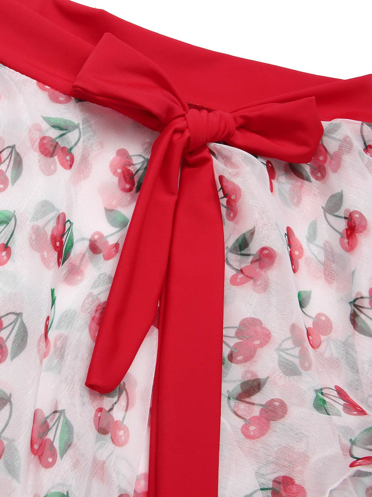 Red 1950s Cherry Tie Waist Cover Up - vintage fashion, retro style, elegant red