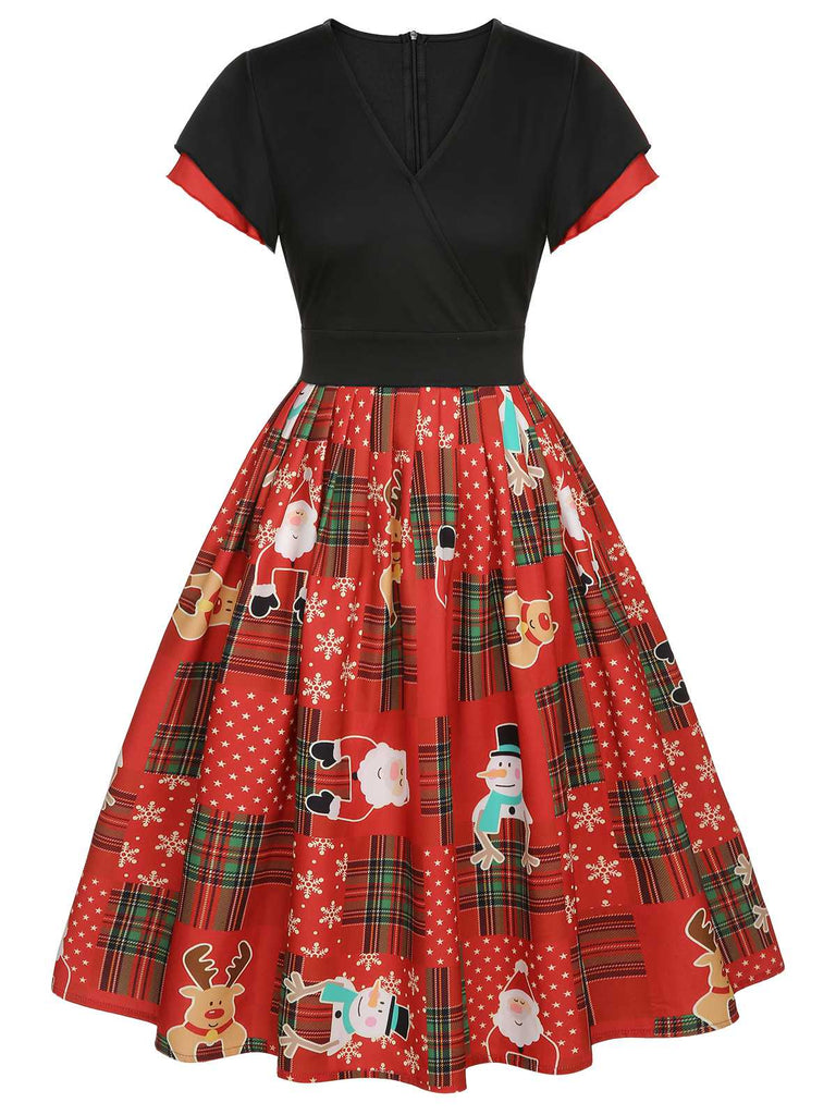 Red 1950s Christmas Plaid Santa Claus Dress — vintage elegance for the modern woman