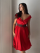 She slips into this Red 1950s Christmas Plaids Off-Shoulder Dress and suddenly it's a 1950s daydream