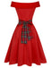 1950s Christmas Plaids OffShoulder Dress | 1950s | vintage dress, retro fashion