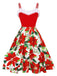 Red 1950s Christmas Poinsettia Shaggy Trimmed Dress, vintage dress, retro fashion, rockabilly, pin-up fashion - perfect for women who love vintage and retro fashion