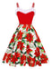 Red 1950s Christmas Poinsettia Shaggy Trimmed Dress, vintage dress, retro fashion, rockabilly, pin-up fashion - perfect for women who love vintage and retro fashion