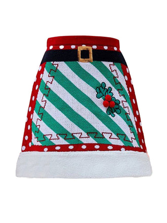 She sways in this Red 1950s Christmas Polka Dots Knit Skirt and it's pure 1950s magic