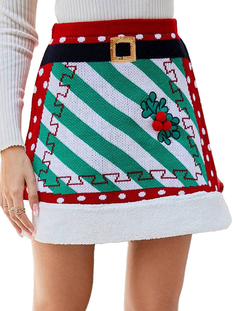 Red 1950s Christmas Polka Dots Knit Skirt: 1950s grace for the woman who dances through life