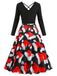 This Red 1950s Christmas Santa Hat Patchwork Dress wraps her in 1950s elegance, one twirl at a time