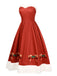 This Red 1950s Christmas Strapless Bow Fur Trim Dress wraps her in 1950s elegance, one twirl at a time