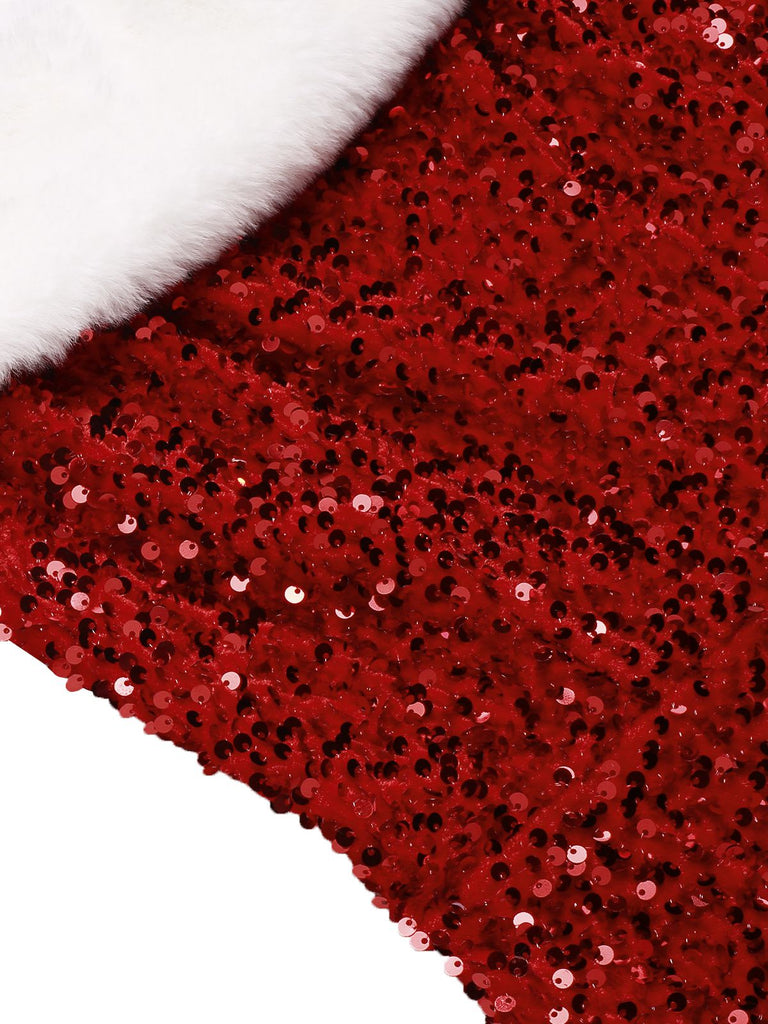 Red 1950s Cold-Shoulder Furry Sequined Dress, vintage dress, retro fashion, rockabilly, pin-up fashion - perfect for women who love vintage and retro fashion