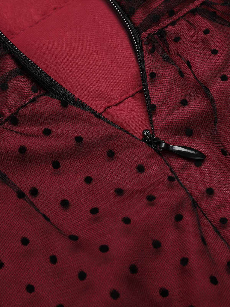 Red 1950s Dots Mesh Swing Dress: timeless style reimagined