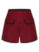 Red 1950s Elastic Waist Solid Shorts — vintage elegance for the modern woman
