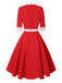 Red 1950s Elk Bow Patchwork Belt Dress, vintage dress, retro fashion, rockabilly, pin-up fashion - perfect for women who love vintage and retro fashion