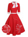 Red 1950s Elk Bow Patchwork Belt Dress, vintage dress, retro fashion, rockabilly, pin-up fashion - perfect for women who love vintage and retro fashion
