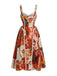 Wine Red 1950s Spaghetti Strap Patchwork Swing Dress 2