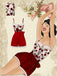 Red 1950s Floral Strap Patchwork Romper: timeless style reimagined