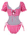 1950s Gingham Plaid Hollow Puff | 1950s | vintage swimsuit, retro beachwear