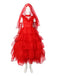 Red 1950s Halloween Ghost Bride Dots Dress Set - vintage dress, retro fashion, rockabilly
