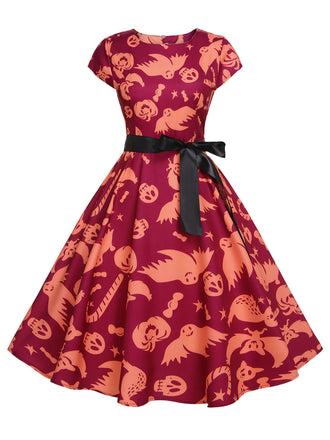 Red 1950s Halloween Ghost Dress With Ribbon, vintage dress, retro fashion, rockabilly, pin-up fashion - perfect for women who love vintage and retro fashion